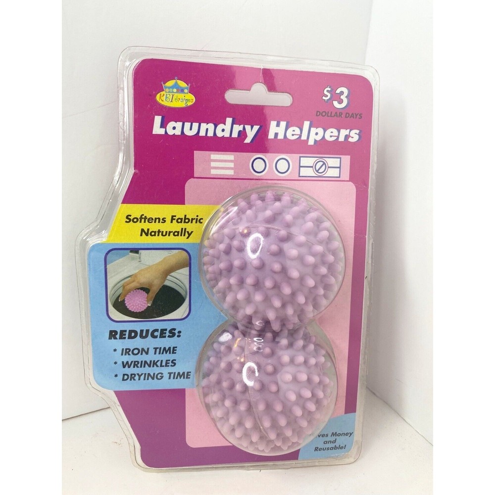 2 X Purple  Dryer Balls Lifts & Separate Laundry Wrinkle Reducing Quicker Drying